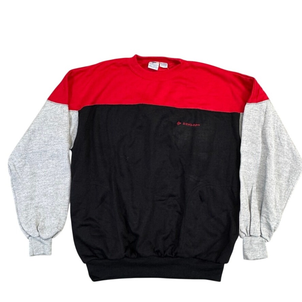 Vintage NWT Dunlop Actionwear Sweatshirt XL Red Black Grey Colorblock Deadstock